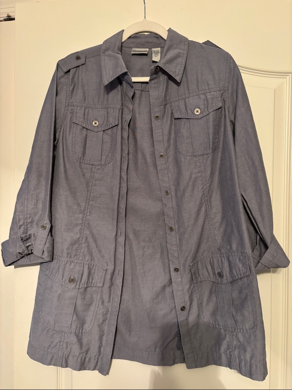 Chico's Dusty Blue Utility Jacket